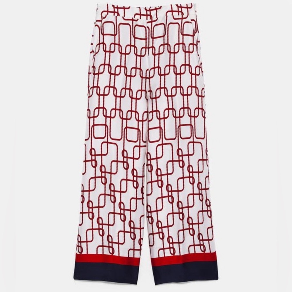 NWT ZARA KNOT PRINT CHAIN TROUSERS PANTS SIZE S